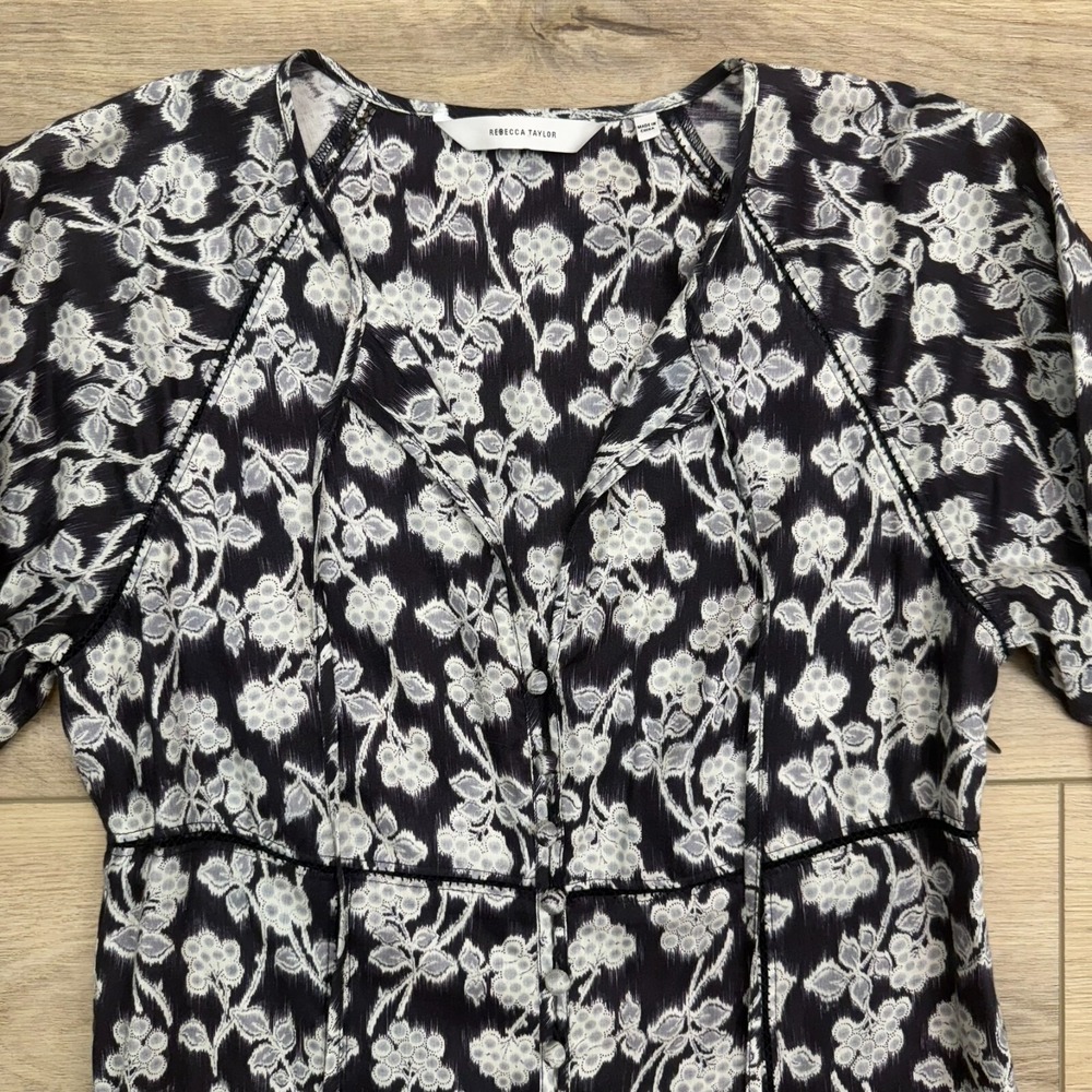 Rebecca Taylor Alicia Floral Midi Dress Long Sleeve Lined Boho Pockets‎ - Picture 8 of 16